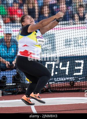 Xiu Mei Grace Wong della Malesia in gara per la finale di martello femminile ai Commonwealth Games all'Alexander Stadium di Birmingham, Inghilterra, il 6th agosto Foto Stock