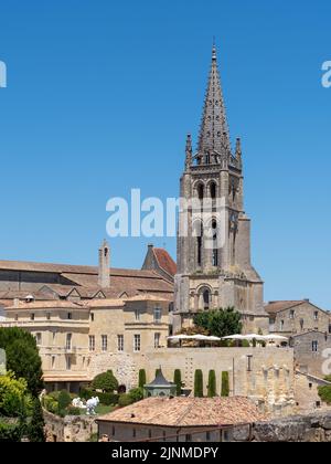 Vista panoramica di Saint Emilion vicino a Bordeaux Francia Foto Stock