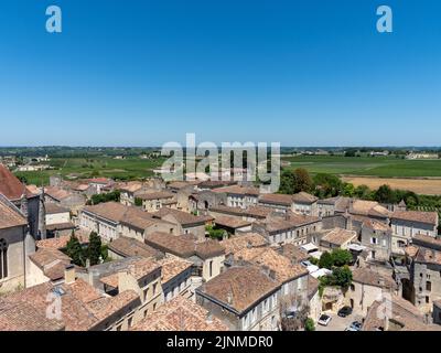 Vista panoramica di Saint Emilion vicino a Bordeaux Francia Foto Stock