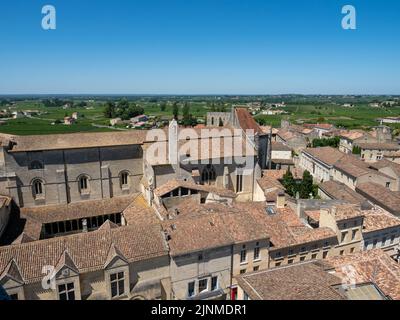 Vista panoramica di Saint Emilion vicino a Bordeaux Francia Foto Stock