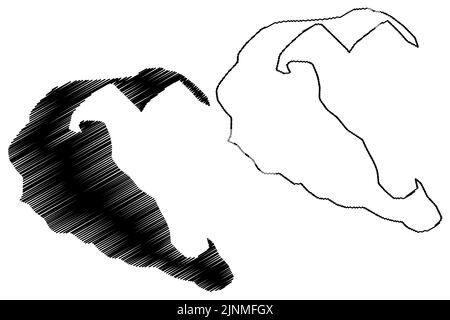 Isola di Fatuma (Stato di Eritrea, Mar Rosso) illustrazione vettoriale mappa, schizza tracciato Fatuma mappa Illustrazione Vettoriale