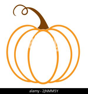 Icona della zucca. Vettore. Autunno Halloween o Thanksgiving zucca simbolo in design piatto, semplice, contorno. Illustrazione. Illustrazione Vettoriale