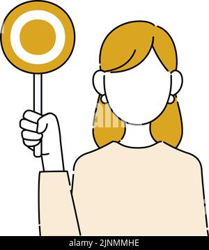 Illustrazione di posa senza volto, corpo superiore della donna di carriera, mostrando la risposta corretta Illustrazione Vettoriale