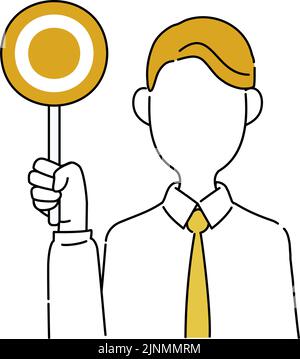 Illustrazione di posa senza volto, parte superiore del corpo del lavoratore dell'ufficio, che mostra la risposta corretta Illustrazione Vettoriale