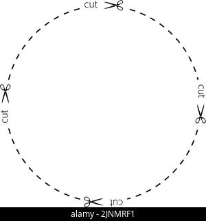 Tagliare la linea con le forbici e tagliare le lettere Illustrazione Vettoriale