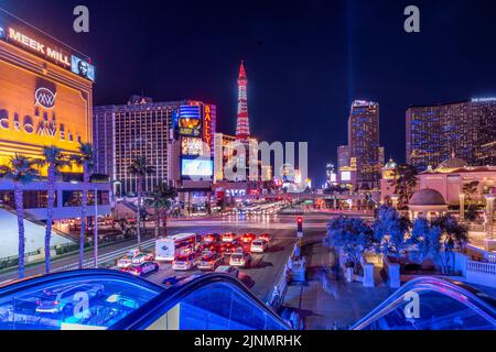 Strip View at Night, Las Vegas, Nevada Stati Uniti, USA Foto Stock