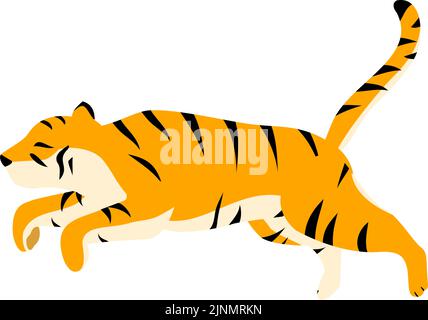 Semplice illustrazione della posizione della tigre, correre e volare in aria Illustrazione Vettoriale