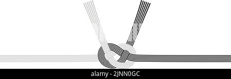 Tradizionale stringa decorativa giapponese, mizuhiki, 6 anche fili bianchi e neri, nodo awaji Illustrazione Vettoriale