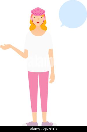 Skater donna che parla, con bolla di parola Illustrazione Vettoriale