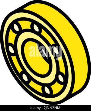 Icona gialla di isometria a cuscinetto semplice, parti per skateboard Illustrazione Vettoriale