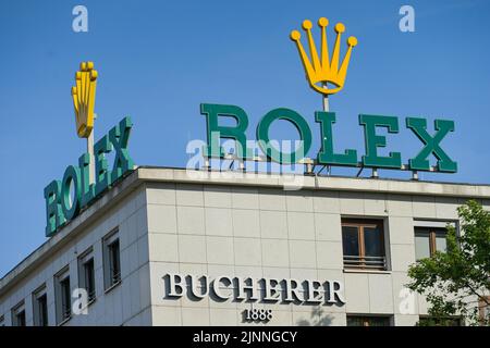 Pubblicità orologi Rolex, Rossmarkt, Francoforte sul meno, Assia, Germania Foto Stock