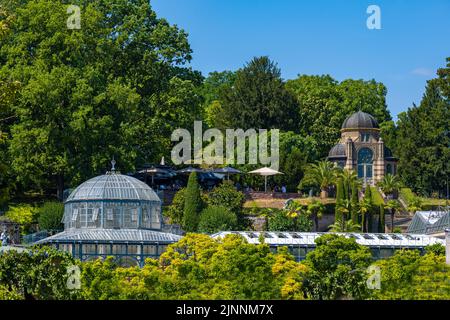 Padiglione Belvedere in stile moresco, terrazze subtropicali, Giardino Zoologico-Botanico, Wilhelma, Stoccarda, Baden-Württemberg, Germania, Europa Foto Stock