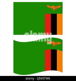 Bandiera dello Zambia. Bandiera nazionale dello Zambia. Zambia bandiera ad onda. stile piatto. Foto Stock