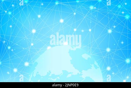 Immagine aziendale globale, Terra splendente e Abstract di networking Illustrazione Vettoriale