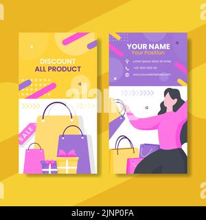 Scheda di sconto modello verticale Cartoon piatto disegnato a mano Illustrazione Illustrazione Vettoriale