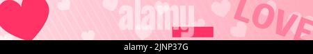 Banner di vendita di San Valentino, cuore rosa, spazio copia, , 468x60 Illustrazione Vettoriale