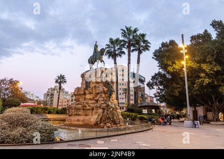 Palma di Maiorca, Spagna. Monumento a Giacomo i di Aragona il Conquistatore, a Placa d'Espanya Foto Stock