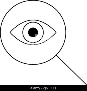 Occhi semplici e lente d'ingrandimento, ricerca immagine Illustrazione Vettoriale