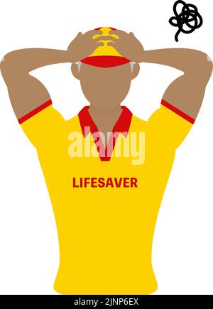 Senior Lifesavers maschio in pose, preoccuparsi con la testa Illustrazione Vettoriale