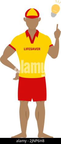 Lifesavers maschili anziani in pose, puntando e consigliando Illustrazione Vettoriale