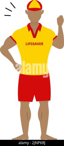 Lifesavers maschile senior in pose, allegro, gutty posa! Illustrazione Vettoriale