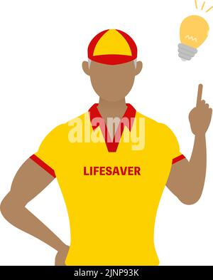 Lifesavers maschili anziani in pose, puntando e consigliando Illustrazione Vettoriale