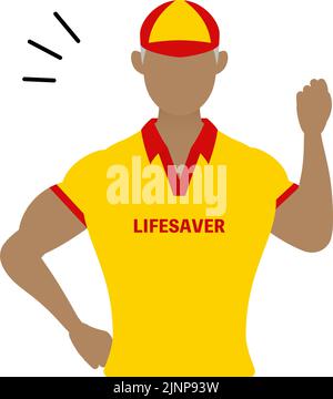 Lifesavers maschile senior in pose, allegro, gutty posa! Illustrazione Vettoriale