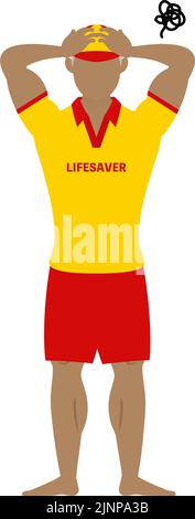 Senior Lifesavers maschio in pose, preoccuparsi con la testa Illustrazione Vettoriale