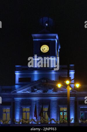 Casa de correos en la puerta del Sol, reloj de las campanadas de fin de año, Madrid, España Foto Stock