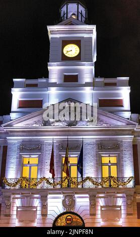 Casa de correos en la puerta del Sol, reloj de las campanadas de fin de año, Madrid, España Foto Stock