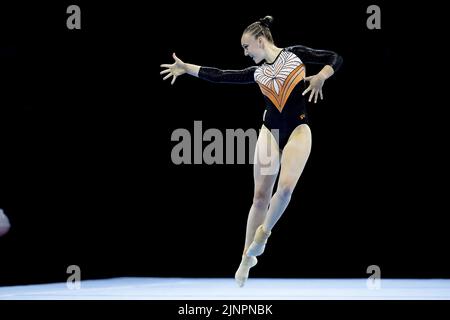 MONACO - Tisha Volleman in azione durante la finale della squadra di ginnastica (f) nella terza giornata del Campionato Multi-europeo. La città tedesca di Monaco ospiterà nel 2022 un campionato europeo combinato di vari sport. ANP IRIS VAN DEN BROEK Foto Stock