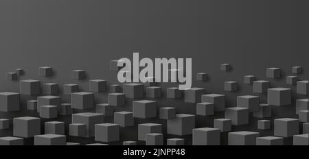 Cubi neri che creano struttura, sfondo astratto Illustrazione Vettoriale