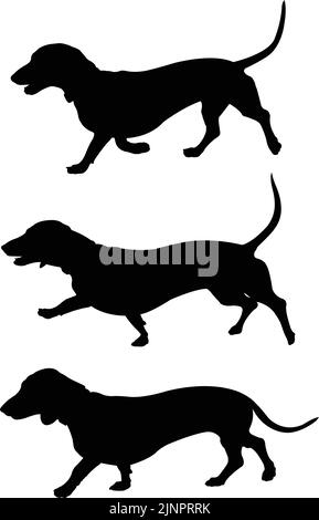 dachshund dog walk silhouettes - grafica vettoriale Illustrazione Vettoriale