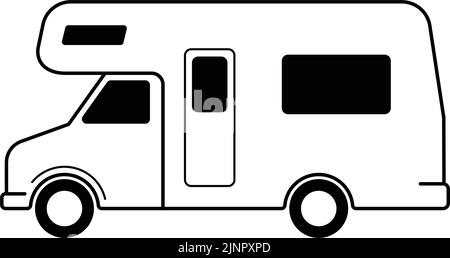 camper, campeggio furgone - semplice icona piatta - grafica vettoriale Illustrazione Vettoriale
