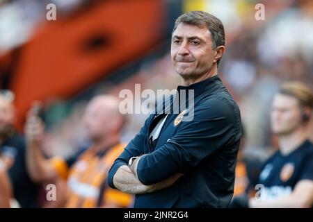 Hull, Regno Unito. 13th ago, 2022. Shota Arveladze direttore di Hull City a Hull, Regno Unito il 8/13/2022. (Foto di ben Early/News Images/Sipa USA) Credit: Sipa USA/Alamy Live News Foto Stock