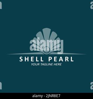 Elegante Luxury Beauty Logo Design Shell Pearl Jewellery, adatto per adesivi, striscioni, poster, aziende Illustrazione Vettoriale