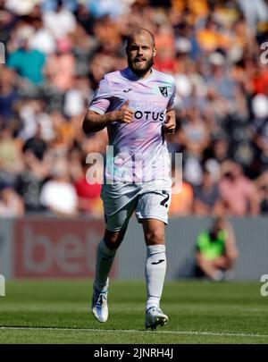 Teemu Pukki di Norwich City durante la partita del campionato Sky Bet allo stadio MKM di Hull. Data immagine: Sabato 13 agosto 2022. Foto Stock