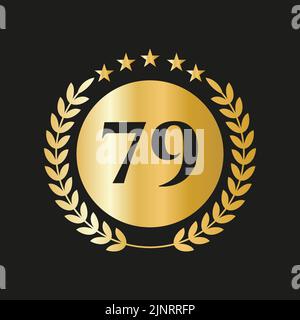 79th anni anniversario Celebrazione icona Vector Logo modello con concetto d'oro Illustrazione Vettoriale