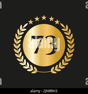 73 anni anniversario Celebrazione icona Vector Logo modello con concetto d'oro Illustrazione Vettoriale