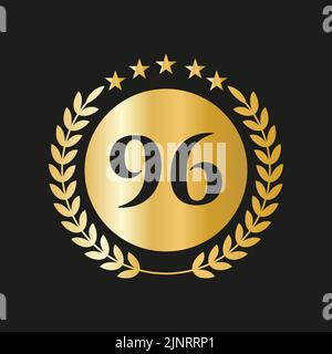 96th anni anniversario Celebrazione icona Vector Logo modello con concetto d'oro Illustrazione Vettoriale