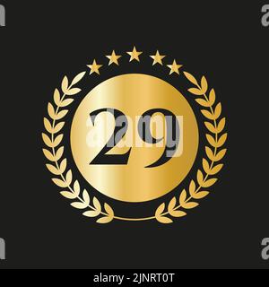 29 anni anniversario Celebrazione icona Vector Logo modello con concetto d'oro Illustrazione Vettoriale