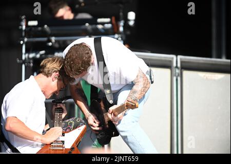 McFly esibendosi all'ippodromo di Doncaster , Regno Unito , 13.08.2022 Foto Stock