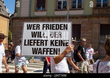 Dimostrazione a Landau, Pfalz: Die dimostrazione richtete sich gegen die geplanten Coronamaßnahmen der Regierung. Ebenfalls gefordert wurden Friedens Foto Stock