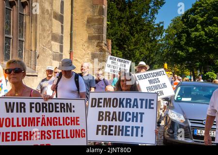 Dimostrazione a Landau, Pfalz: Die dimostrazione richtete sich gegen die geplanten Coronamaßnahmen der Regierung. Ebenfalls gefordert wurden Friedens Foto Stock