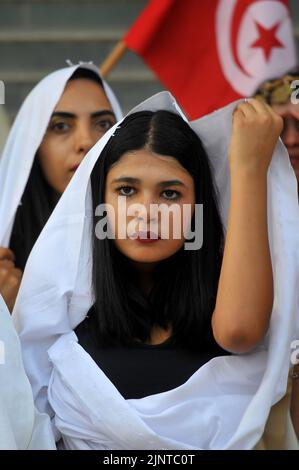 Tunisia. 13th ago, 2022. La Giornata Nazionale della Donna si celebra in Tunisia ogni anno a Avenue Habib Bourguiba il 13 agosto 2022 a Tunisi, Tunisia .(Yassine Mahjoub/Sipa USA). Credit: Sipa USA/Alamy Live News Foto Stock