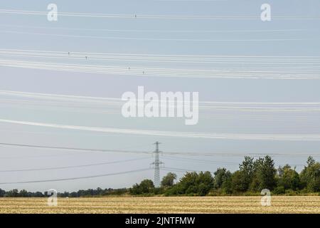 Neuenhagen, Germania. 20th luglio, 2022. Poli di potenza, presi a Neuenhagen, 20 luglio 2022. Credit: dpa/Alamy Live News Foto Stock