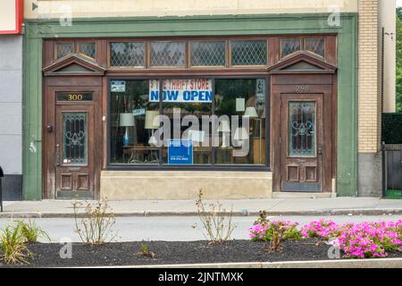 Edifici nel centro di Fitchburg, Massachusetts - Storefront Foto Stock