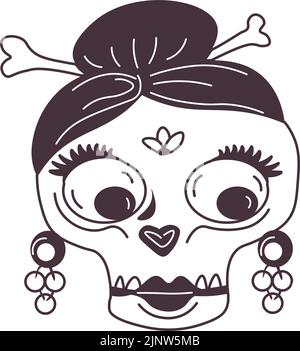 Personaggio femminile scheletro, Santa muerte emoji Illustrazione Vettoriale