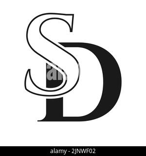 Lettera iniziale SD, modello di design del logo DS. Monogramma lettera DS modello vettoriale di disegno di marchio di lusso per l'identità di azienda e di affari Illustrazione Vettoriale