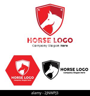 vettore logo cavallo, evento sportivo mondiale, corse di velocità, disegno di animali Illustrazione Vettoriale